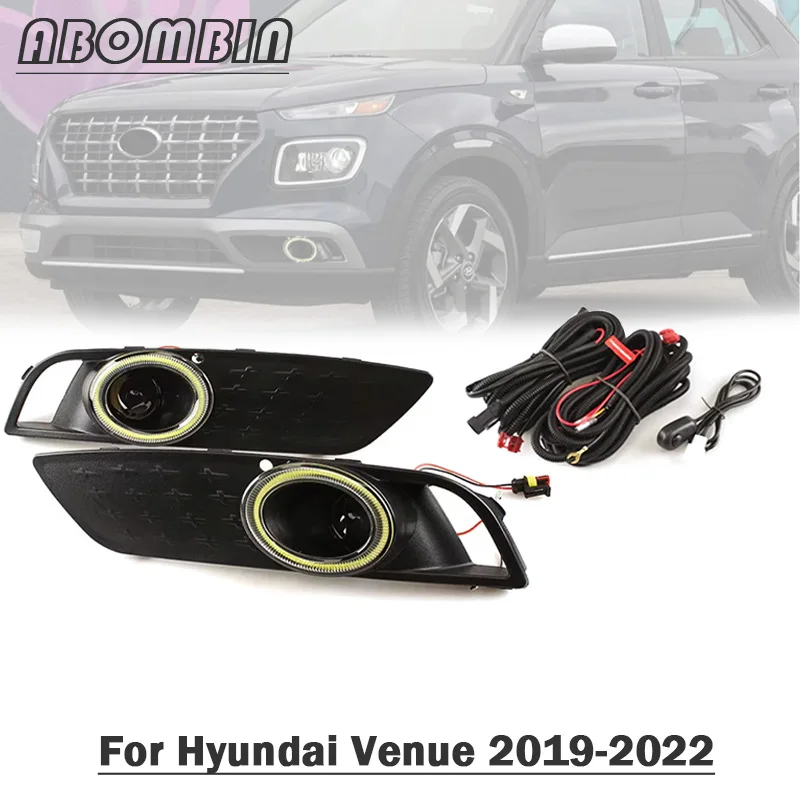 

Автомобильный передний бампер, светодиодный светильник, противотуманная фара в сборе, комплект жгутов проводов для Hyundai Venue 2019 2020 2021 2022