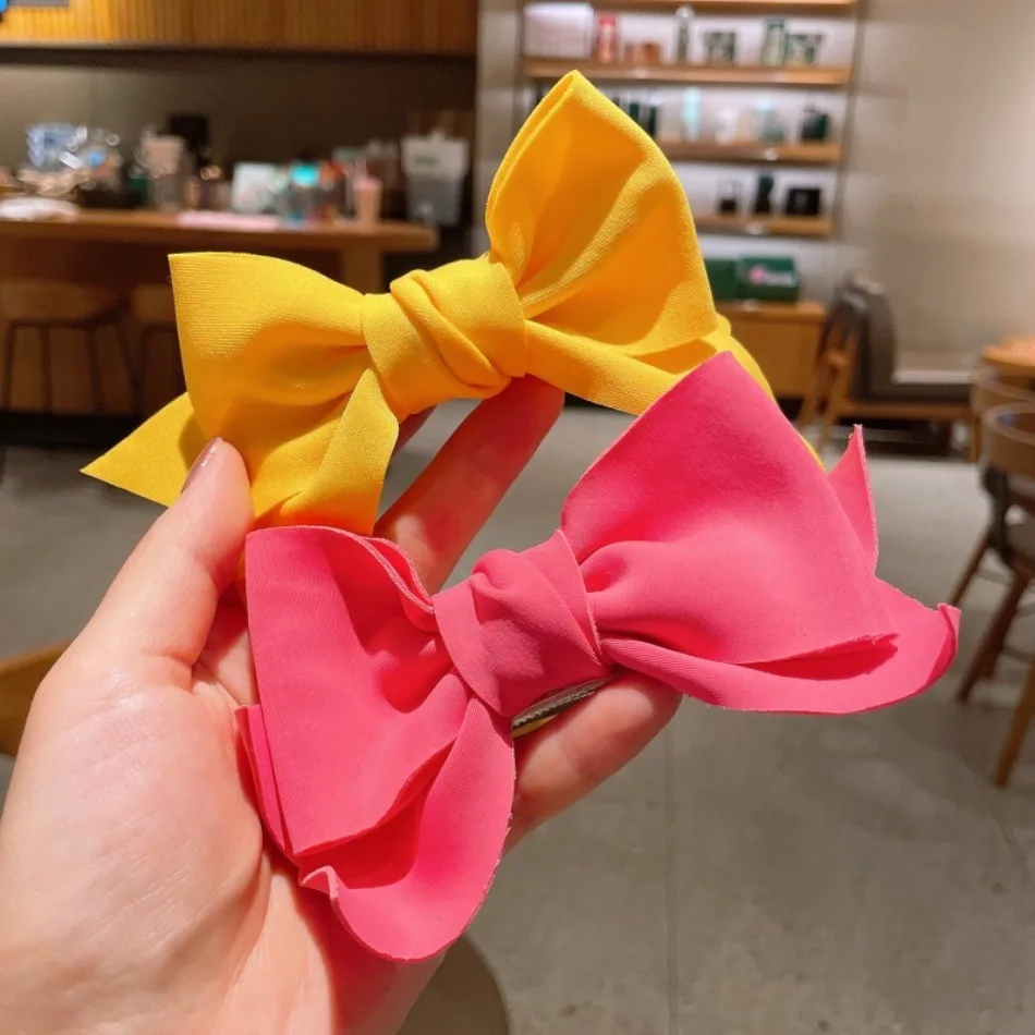 8 unids/lote celebridad de Internet Linda princesa dulce Color caramelo horquilla con lazo chica versátil cola de caballo Clip superior horquilla de tela ZX07
