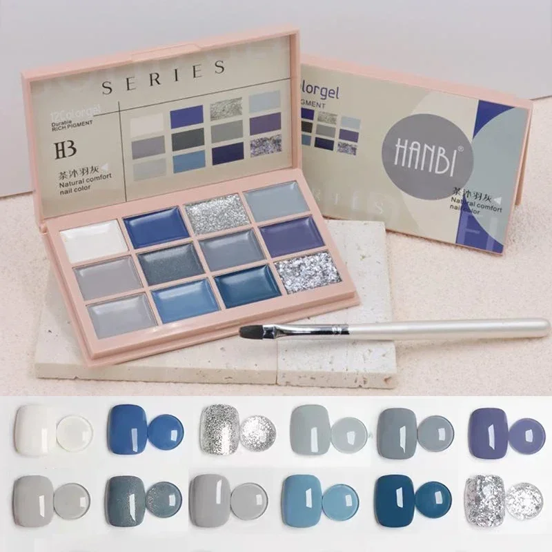 12 لون الصلبة بريق الأشعة فوق البنفسجية هلام البولندية لوحة اليابانية مسمار كريم الفن شبه دائم هلام الصلبة الورنيش للتقليم