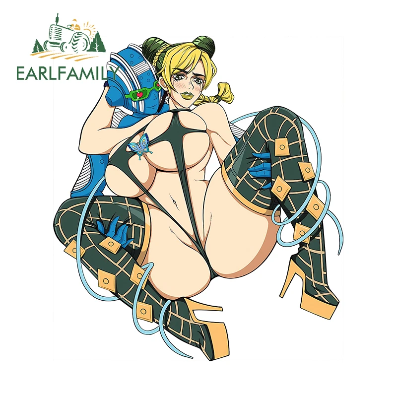 EARLFAMILY 13cm × 11.6cm Sexy Kuujou Jolyne Anime Car Stickers Thigh Open Seductive Girl Decals ATV Refrigerators Decoration