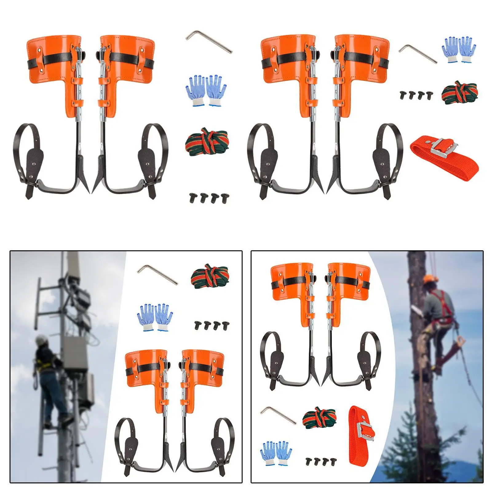 

Tree Climbing Spikes Anti Slip Pedal Tool Steel PU Leather Tree Climbing Gear