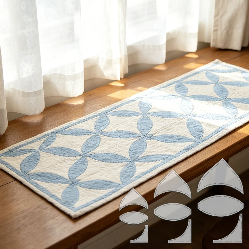 YOMDID 9pcs Vintage-Patterned Quilting Templates DIY Transparent PET Sewing Templates for Fabric Craft and Home Decor Compatible