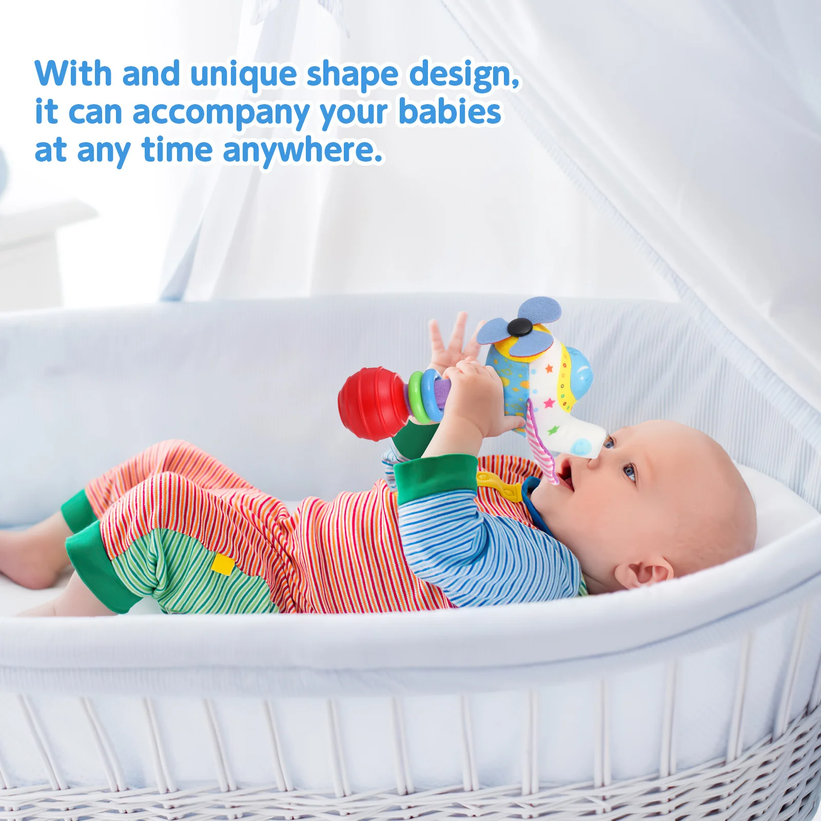 1 قطعة تصميم طائرة القماش الإبداعية التعليمية اللعب للرضع السمع التدريب اليد جرس الوليد #2