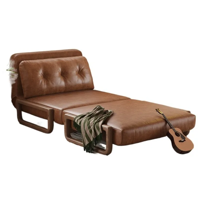 

Sofa bed folding dual-purpose 2025 new small apartment living room study single folding retro oil wax leather