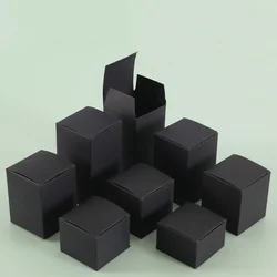 50pcs Black Paper Box for Gift Product Kraft Cardboard Packaging Boxes for Business Birthday Chirstmas Wedding Party