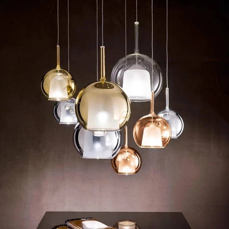 

Italian Glass with Gradient Color Bubble Pendant Lights Restaurant Staircases Bedside Chandeliers LED Household Decorative Light