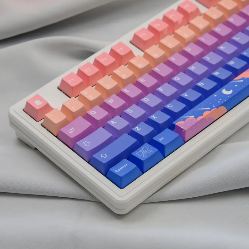 Imagem -03 - Kbcaps-conjunto de Material Keycap Pbt Perfil Stars And Moon Cherry Sublimação Dye Switch mx Gk75 Gk96 129 Chaves