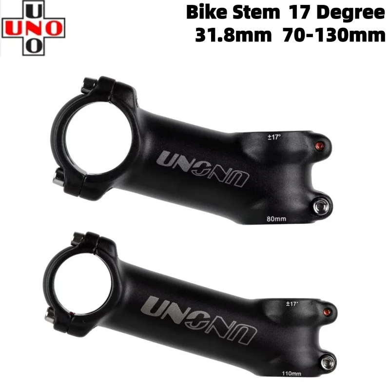 UNO 17 Degree Ultralight Bike Stem 31.8mm MTB Road Bicycle Stem 70/80/90/100/110/120/130mm Bike Parts