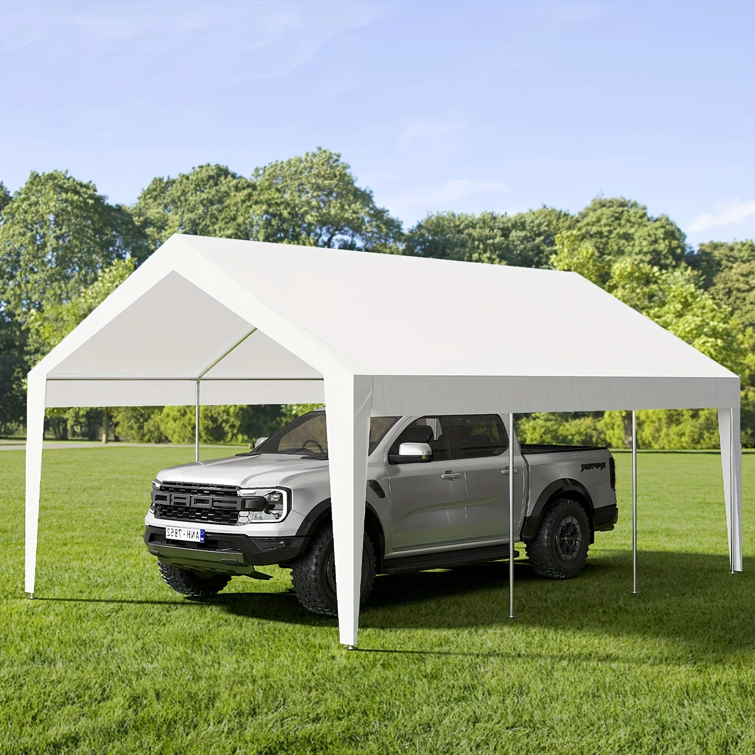 

10'x20' Heavy Duty Carport Car Canopy, Portable Garage Shelter with 8 Legs, Garage Tent for Car, Truck, SUV, Boat, UV-Resistant