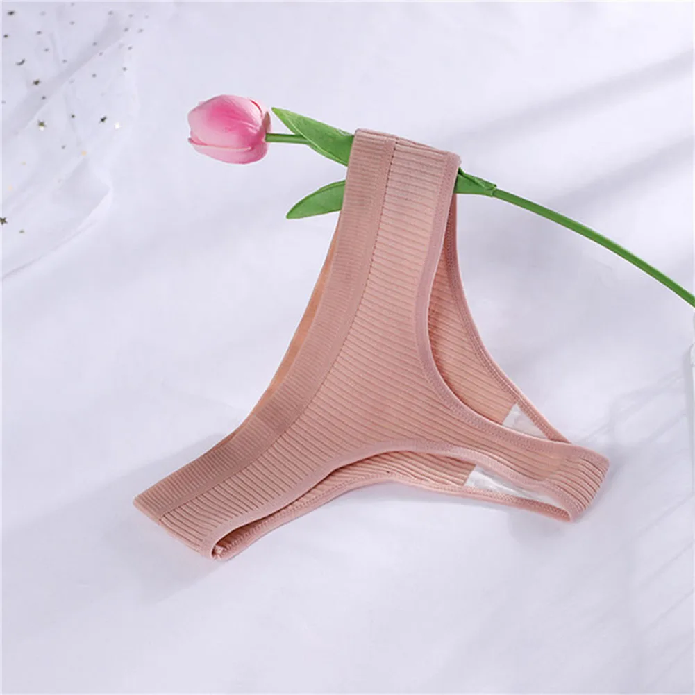 Fashion Elastic Thongs Thread Underwear For Women Crotch Anti-Exposure Low Waist T-Shaped Briefs Girls Knickers