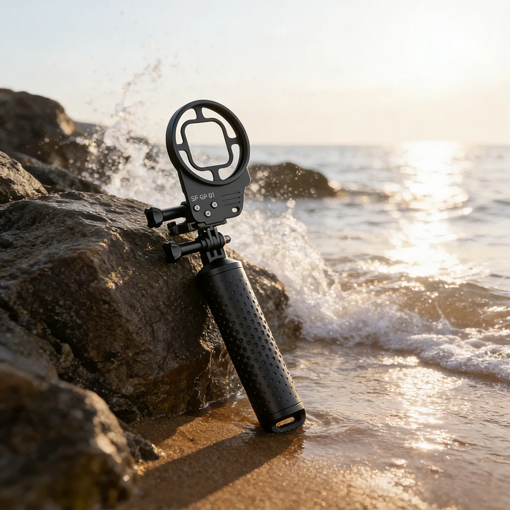 

Ручка для дайвинга из алюминиевого сплава для водонепроницаемых кейсов Seafrogs Gopro 9/10/11/12/13, регулируемая рукоятка для серфинга и дайвинга