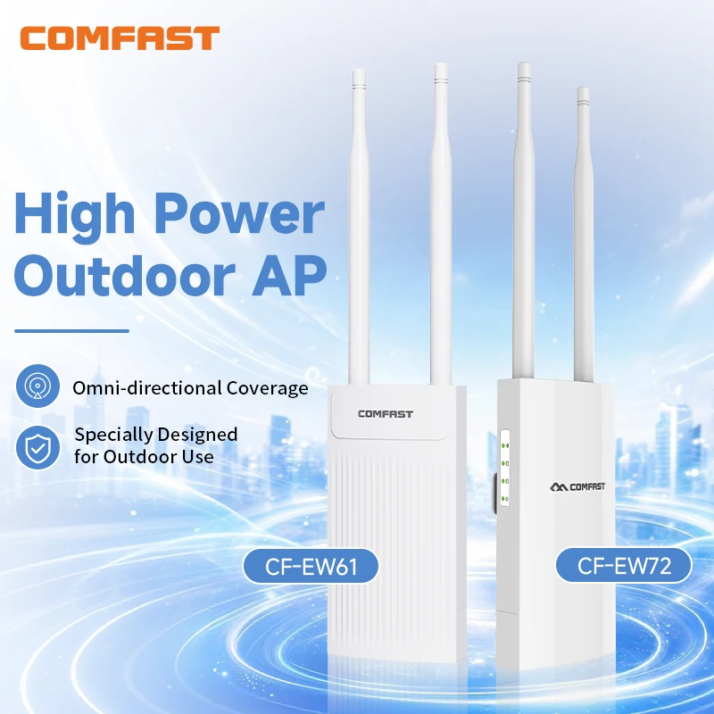 COMFAST CF-EW61 300Mbps Outdoor Wireless AP 2.4GHz High Power WiFi Access Point 5dBi Antenna PoE IP66 Waterproof 50+ Users