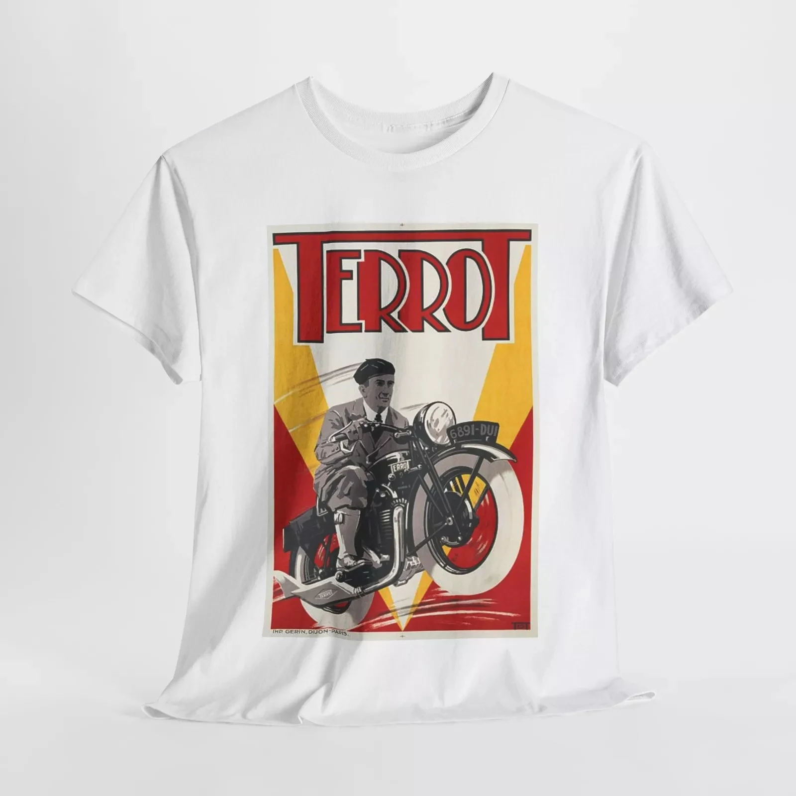 

Vintage Terrot Motorcycle Poster AD Retro T-Shirt Heavy Cotton Tee