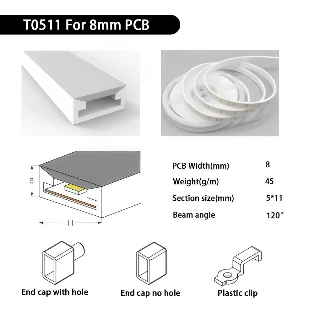 IP67 wasserdichte LED-Neon-Silikon-Lichtröhre, geeignet für 5 mm, 8 mm, 10 mm, 12 mm PCB WS2812B WS2811 5050 RGB-Lichtleiste