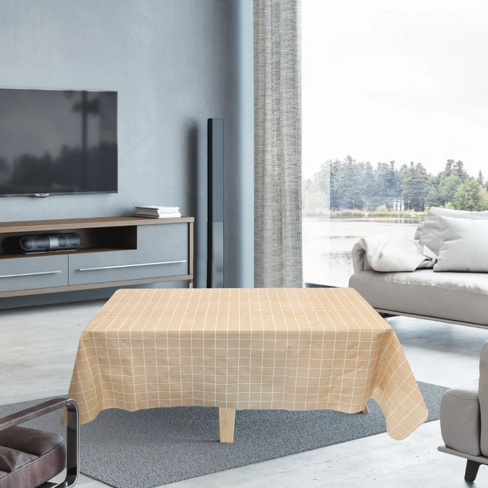 

2Pcs Waterproof Peva Table Cloth Plaid Pattern Oilproof Scratch Resistant Table Cover for Picnic Camping Outdoor Use