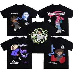 Y2K Hip Hop Letter Printed T Shirt Cartoon Printed Oversized Tops New Harajuku Fashion Casual All Match Loose Tops Streetwear