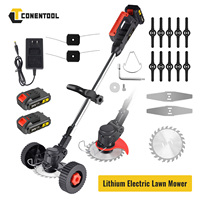 Conentool 24V Cordless Strimmer - Lawn Mower Garden Strimmers with 2 * 2000mAh Batteries and 15 Blades, Grass Trimmers