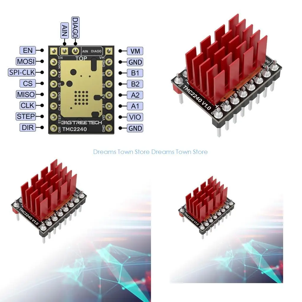 

HX6A BIGTREETECH TMC2240 Stepper Motor Driver Board Monitoring Repalcement DC4.5-36V For SKR 3 SKR Octopus 3D Printer