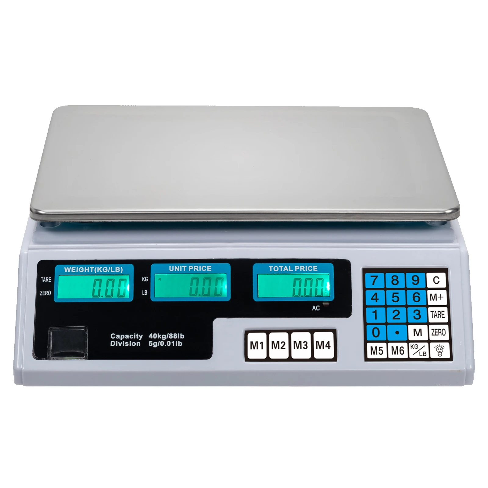 ACS-30 40kg/5g Digital Price Computing Scale for Vegetable US Plug Silver & White