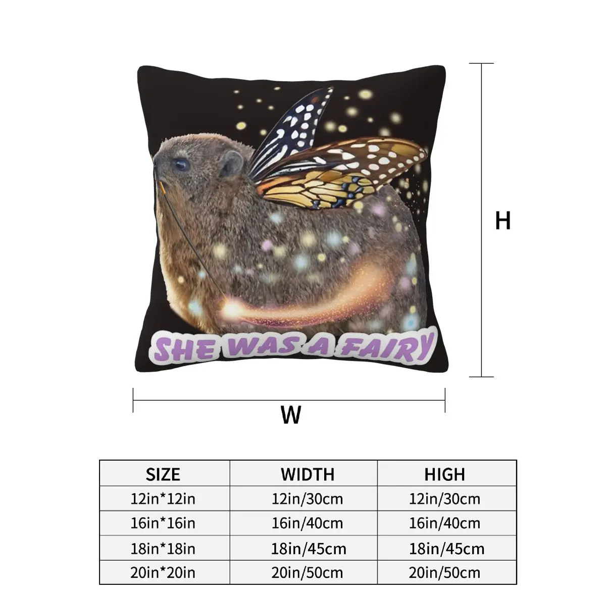 Rock Hyrax Fairy 2 pcs Square Pillowcase Pillow Cover Cushion Zip Decorative Comfort Throw Pillow for Home Bedroom