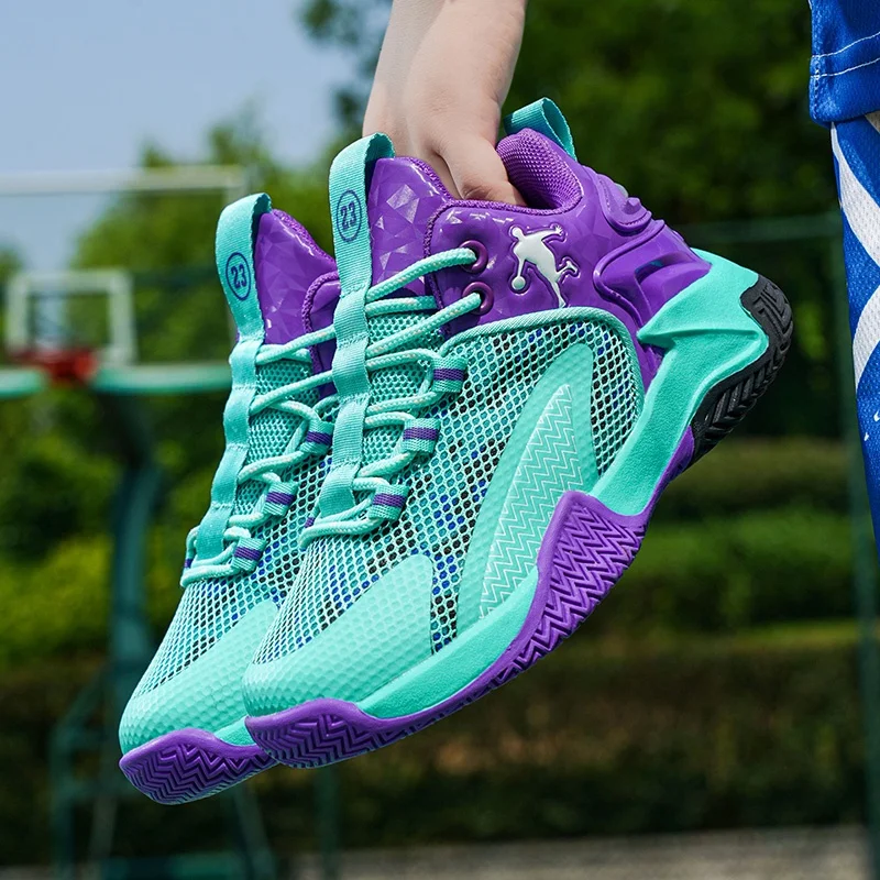 

Children‘s Basketball Shoes Lace-up Boys Girls Basketball Boots Athletic Shoes Non-slip Breathable Basketball Training Sneakers