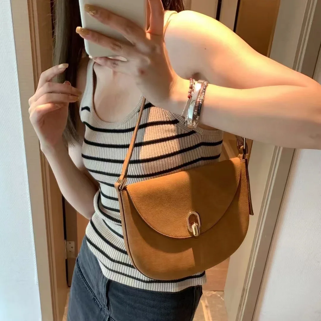 Niche design Savette tondo hobo Ladies anti-fur minimalist commuter shoulder underarm bag phone bag