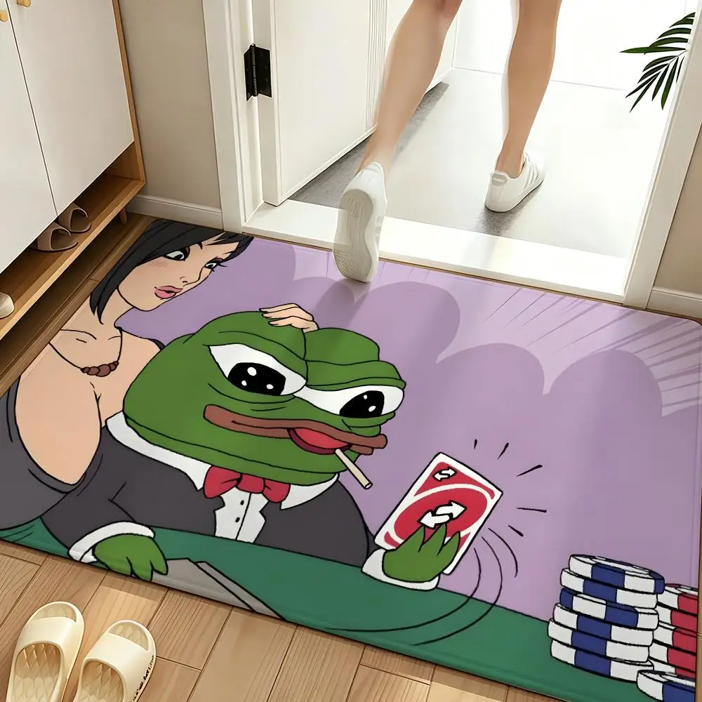 Cartoon P-Pepe t-the F-Frog Floor Mat Soft Flannel Entrance Door Mat Non Slip Absorbent Bathroom Bedroom Floor Rug
