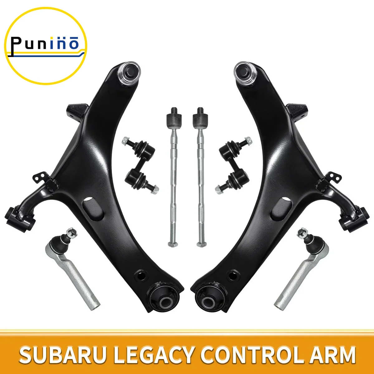 Punino 8pcs Front Lower Control Arms Sway Bar Link Tie Rod End Set for Subaru Outback Legacy GT 2005 2006 2007 2008 2009