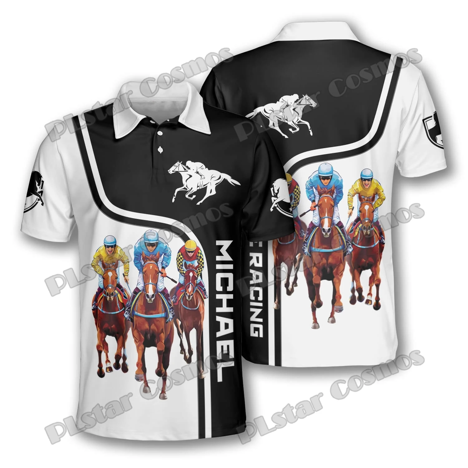 Polo Shirt Equestrian - PLstar コスモス馬レーサー乗馬カスタム名 3D 全体プリントメンズポロシャツ夏ユニセックスカジュアル音楽シャツ POL75