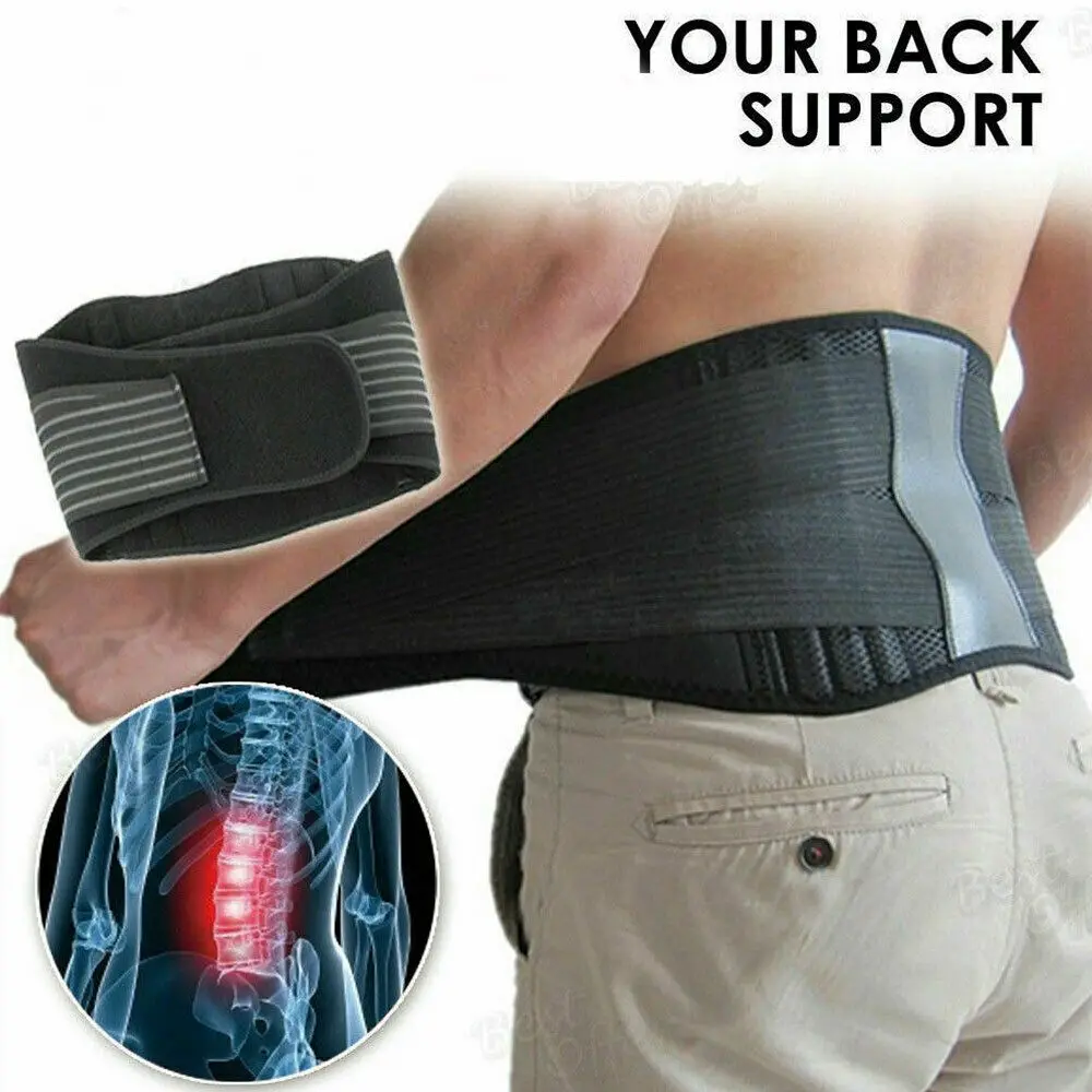 Magnetic Back Support Brace Belt Lumbar Lower Waist Double Adjust Pain Relief