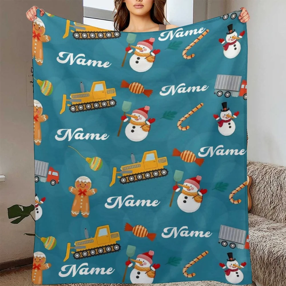 

Customizable Christmas Name Throw Blanket - For Couch,Bed,Sofa,Office,Christmas Gift Idea, Gift Blanket Suitable For All Seasons