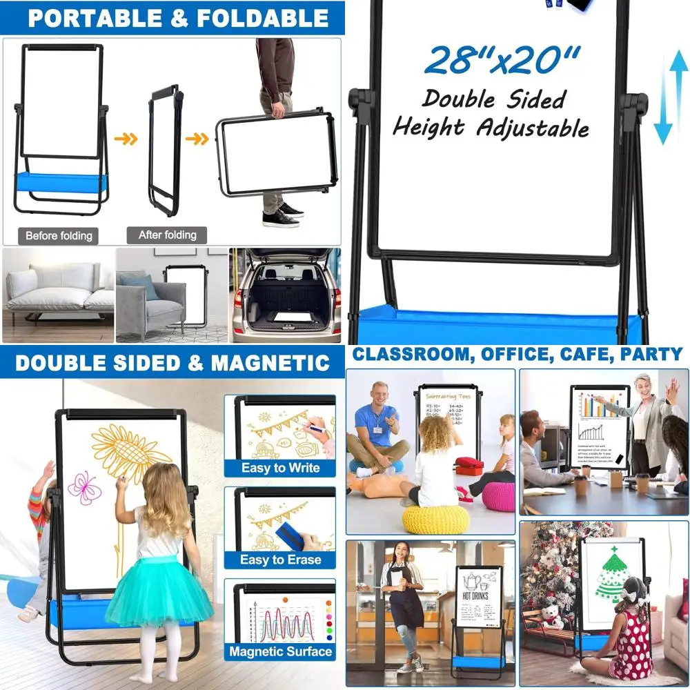 سبورة بيضاء مغناطيسية على شكل حرف U على الوجهين، 28 × 20، ارتفاع قابل للتعديل و360 درجة ° دوار، محمول للمنزل والمكتب والفصول الدراسية لنا #1