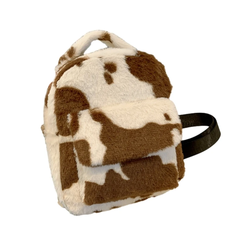 2023 NEW Cow Print Backpack Students Small Schoolbag Fashion Double Strap Shoulder Bag for Girl School College Rucksack