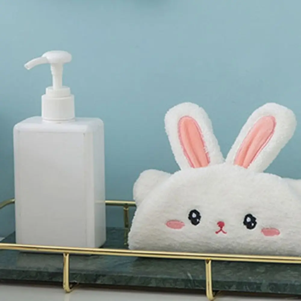 Microfiber Multi-Purpose Coral Velvet Bathroom Hanging Rabbit Hand Wipe Absorbent Wipe Cleaning Cloth Square scarf Hand Towel