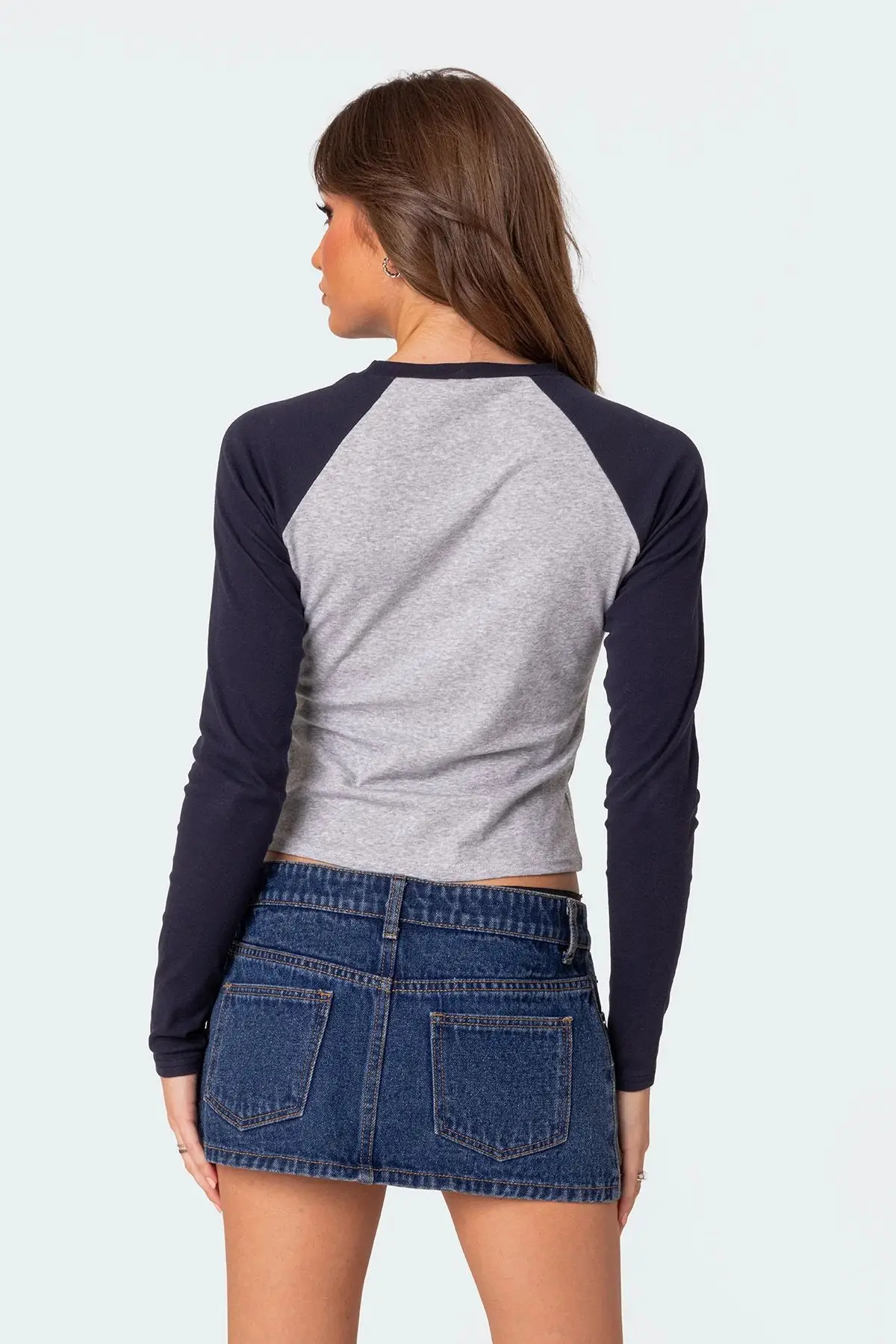Damskie koszulki z długim rękawem Slim Fit Holiday Party Crop Top Y2k Long Sleeve Korean Harajuku Kpop Graphic Patchwork Tee — zdjęcie 3