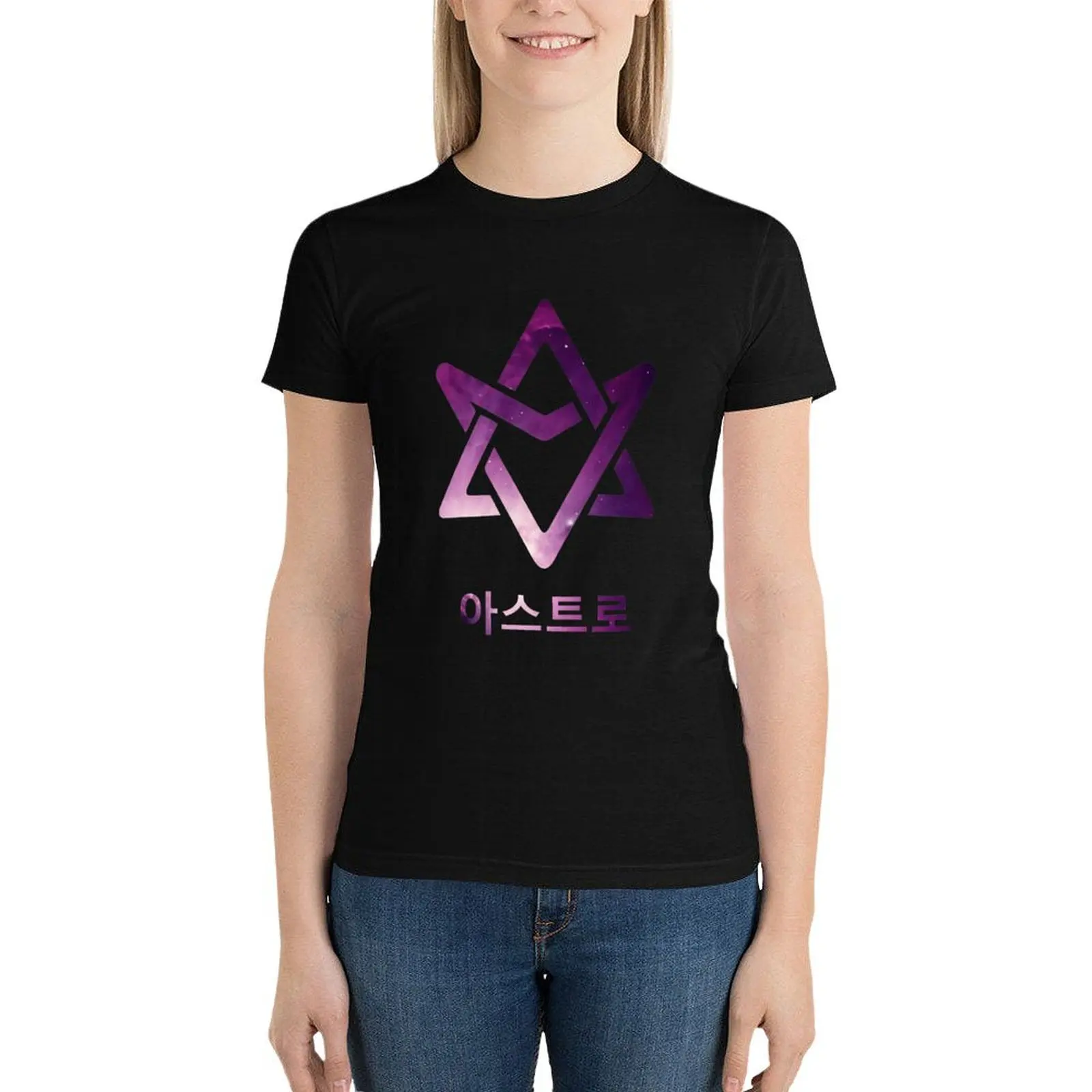 Camiseta con logotipo de ASTRO KPOP GALAXY para mujer, tops de talla grande, ropa de anime divertida, camiseta para mujer