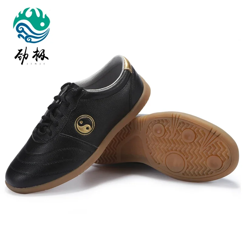 Cowhide Leather  Tai Chi Shoes Martial Art Performance  Taiji Boxing Practice Shoes Free Flexible  white black