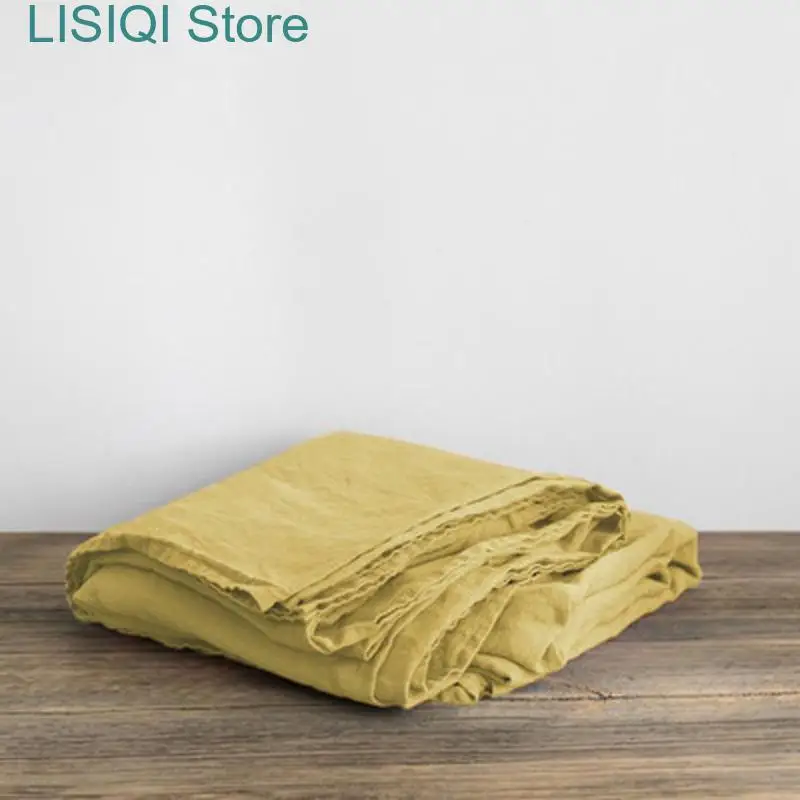 

Nen Washed Linen Flat Sheet Natural France Flax Bedsheet 1 Piece Deep Pocket Breatherable & Ultra Soft Farmhouse Bedding