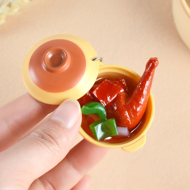 Mini Roast Duck Chicken Legs Chicken Claws Casserole Pot Rice Food Model Food Play Props Simulation Pendant Miniature Home Decor