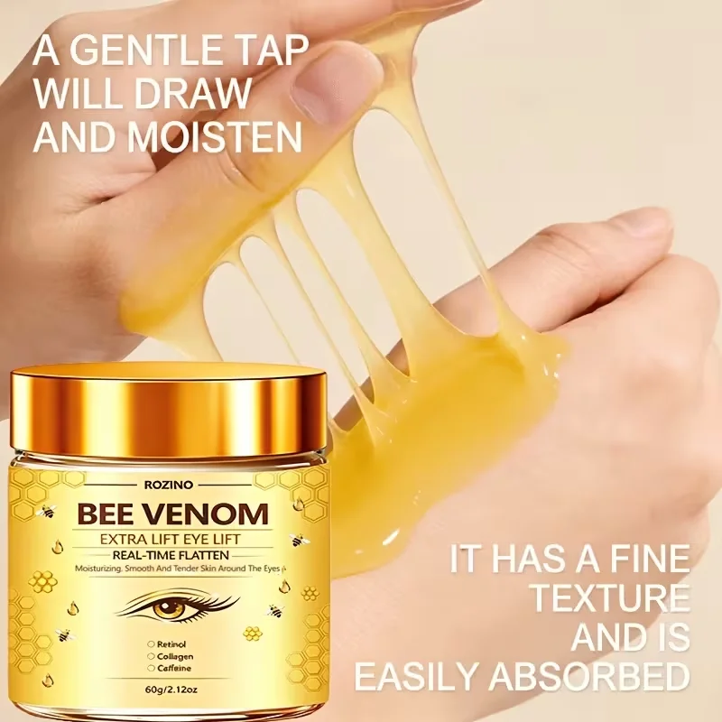 60g Bee Venom Firming and Moisturizing Eye Cream, Instant Lifting Eye Cream, Nourishes the Eyes and Facial Area, Instantly Smooths and Moisturizes the Eyes, Makes the Skin Around the Eyes Smooth and Soft, Improves Skin Elasticity, Rejuvenates Youthful Radiance, and Presents a More Youthful Appearance. Korean Eye Care Product, Suitable as a Gift for Mom