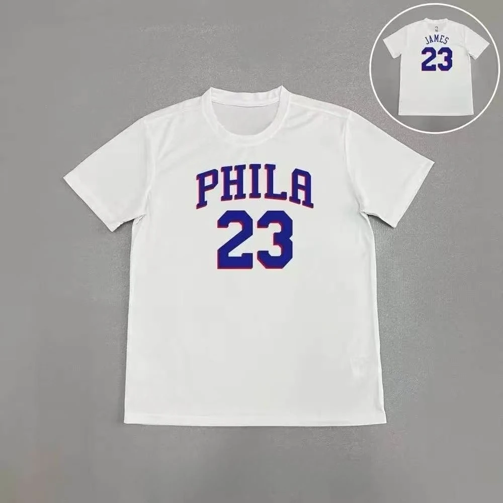 Multi Color PHILA LeBron James No.23 T-shirt Men Dri Fit Quick Dry Breathable Basketball Short Sleeve Sports Training Fan Tee