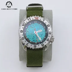 40mm Men's Automatic Mechanical Watch Nylon Strap NH70 Movement Waterproof Watch Skeletonized Dial Design