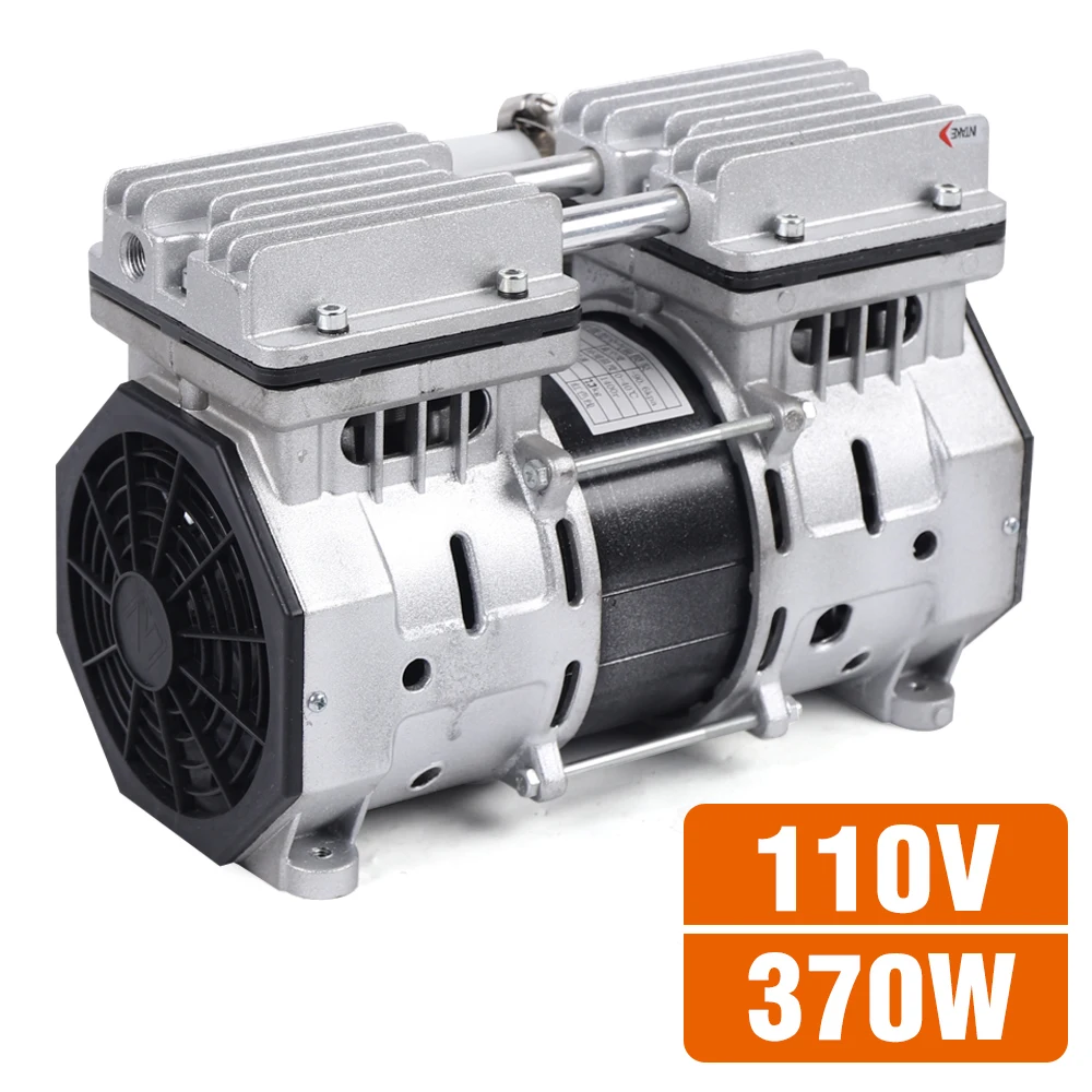 370W High Flow Vacuum Air Pump Double-Cylinder Oil Free Oilless Piston Compressor 100L/min 110V USA