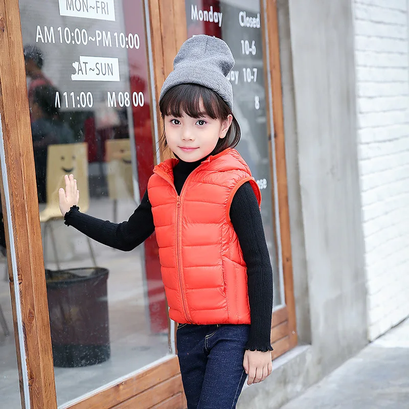 3-12 Years Hooded Child Waistcoat Children Outerwear Winter Coats Kids Clothes Warm Cotton Baby Boys Girls Vest KF783