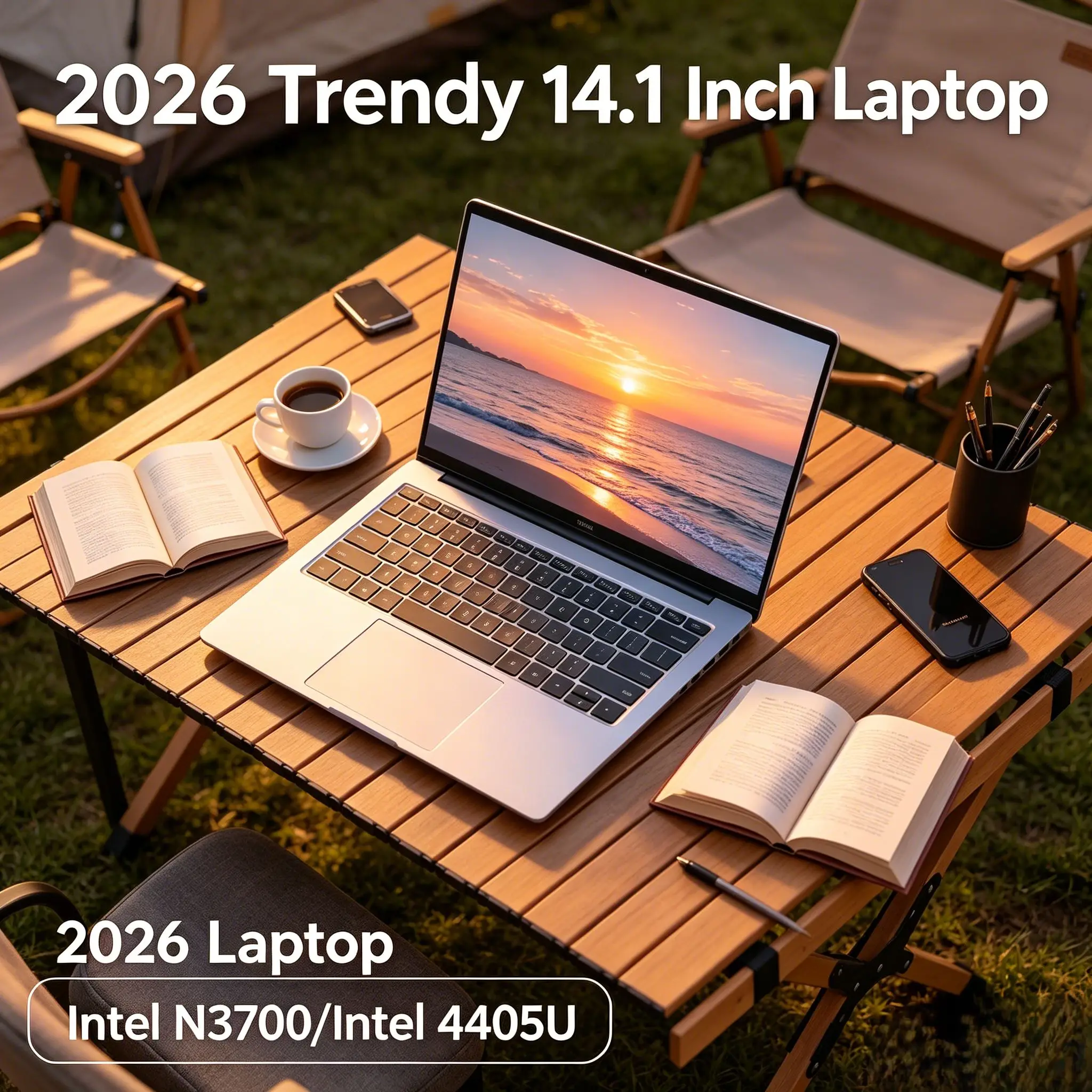 New 14.1 Inch FHD UltraSlim Laptop Intel CoreIntel N3700 Processor Windows 11 16GB 32GB Portable Business Office Noteboo