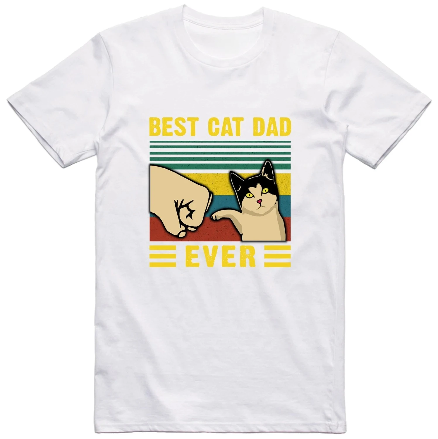 Best Cat Dad Fathers Day Funny Mens T Shirt Regular Cotton T Shirt Graphic O-neck short sleeve Tee Oversized Summer Tshirts Tops