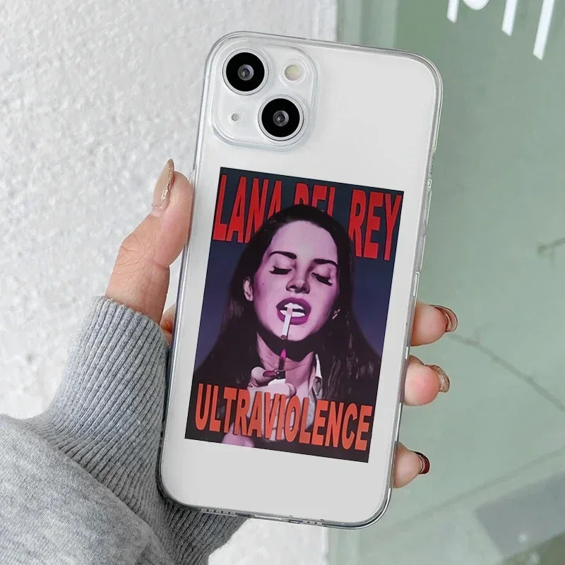 Fashion Singer Lana Del Rey Kraft Poster Clear Phone Case for iPhone 15 13 11 12 14 Pro XS Max X XR 8 Plus SE Transparent Fundas