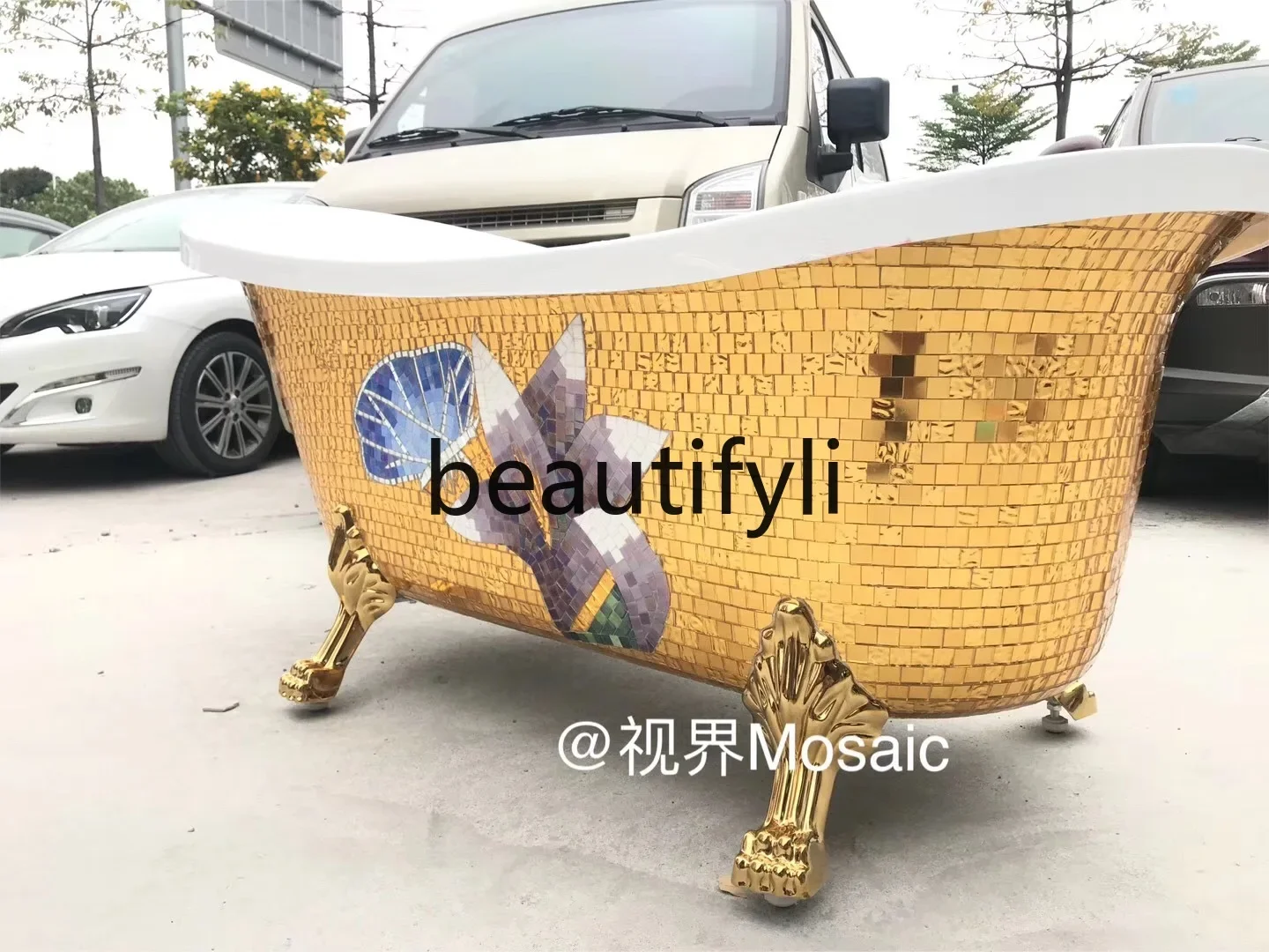 

yj21 Handcrafted Custom European Style New Imperial Concubine Bathtub Freestanding Acrylic Mosaic Small Pearl Home Use 1.4567m