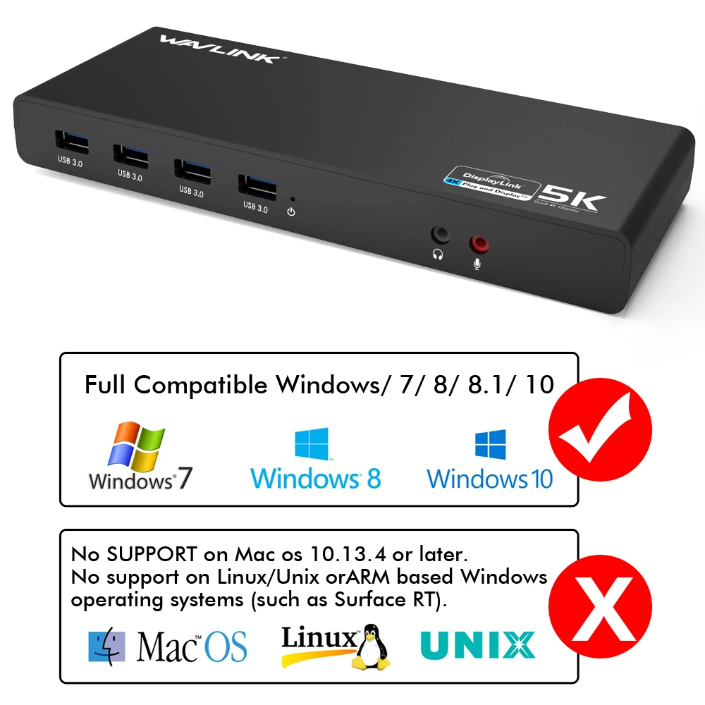 Wavlinkユニバーサルドッキングステーションdisplaylink 5 18k USB-C