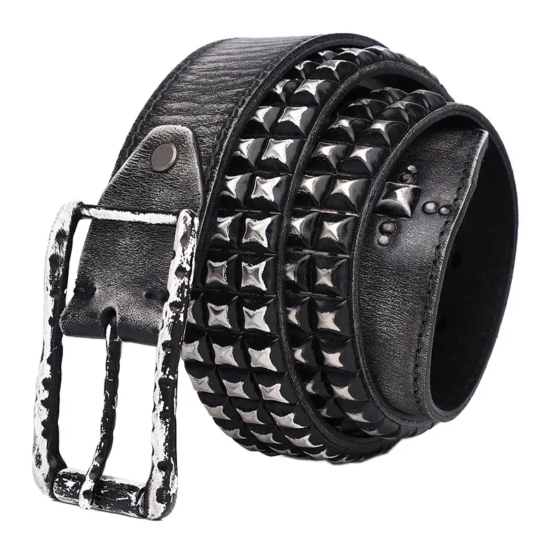 

Punk Men Belt Genuine Leather Belt Alloy Buckle Male Cowboy Rock Rivet Strap Ceinture Homme Riem Jeans Studded Western Belt